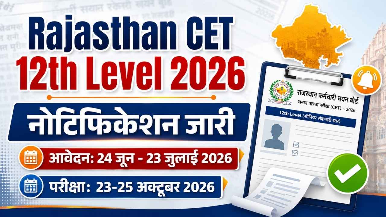 Rajasthan CET 12th Level 2026 Online Form, Exam Date